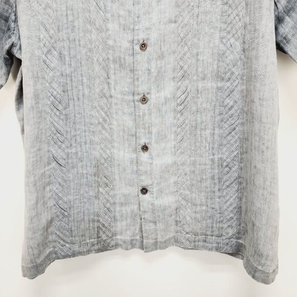 Nat Nast shirt American Fit Luxury Gray Short Sleeve Button-Up  L 100% Linen - Picture 7 of 8